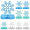HONMOK 9 Stück Schneeflocken Deko Bienenwaben Blau Weiß Schneeflocke Papier Waben Mittelstücke Schneeflockendeko Tischdekoration für Eiskönigin Party Winter Deko Weihnachten