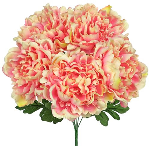 Pivoines artificielles 40 cm - Rose tendre - Fleurs artificielles comme de véritables fleurs en soie - Fleurs décoratives pour salon, mariage, décoration de table, balcon