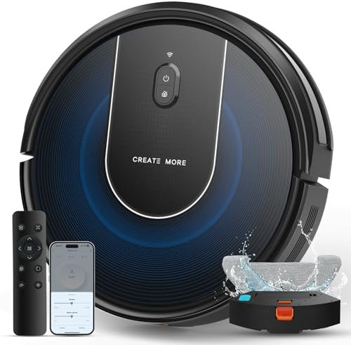 Bagotte Robot Vacuum Cleaner with Mop,5000PA Strong Suction Robotic Vacuums,3 in 1 Robot Hoover with Auto Carpet Boost,Self-Charging, Alexa/App/WiFi for Pet Hair Hard Floor