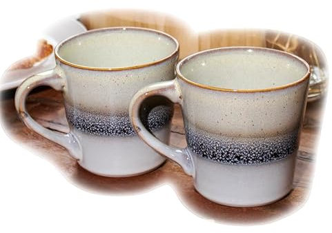 Darthome Set of 2 Cream Reactive Fade Mugs 400ml Stoneware Large Glazed Hot Coffee Cups