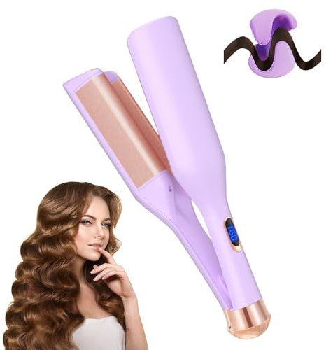 Rizador Pelo Ondas, Rizador De Pelo 32mm, Ondas Profundas, Ondas Al Agua, Ondas Sirena, Moldeador De Ondas, Rizador Francés Para Pelo Largo Corto, Rizadores De Temperatura Regulable (Púrpura)