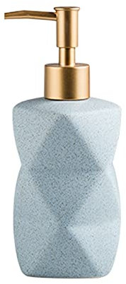 Pumpflaschenspender, Lotionspumpenflaschen, manueller Keramik-Seifenspender, Shampoo, Spülmittel, Lotionsflasche, geeignet for Familienbadezimmer, Rhombus-Küchenseifenspender(Blue)