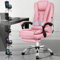 ALFORDSON Sedia ufficio massaggio Gaming Poltrona direzionale pelle PU computer stile corsa, Pelle PU, Rosa