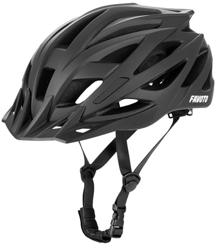 Favoto Bike Helmet with Detachable Visor, 260g Lightweight 26-Vent MTB & Road Bicycle Helmet for Men Women, Comfort Commuter City Cycling Helmet - Black, Size Large