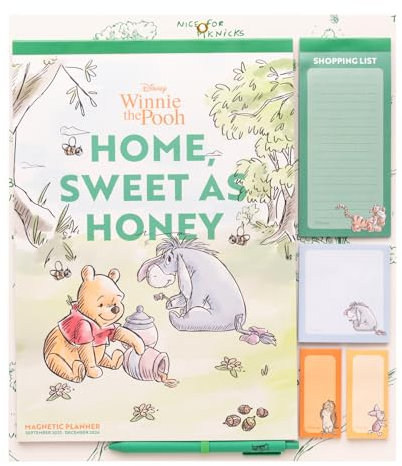 Grupo Erik Kalender 2025 2026 Disney Winnie the Pooh Familienplaner Magnet Kalender 2026 Wandkalender 2025 2026 - Monatsplaner für 16 Monate - Offizielles Lizenzprodukt Disney Fanartikel