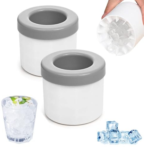 2 Pack Ice Cube Trays, Silicone Ice Cube Mold Easy Fill and Release, BPA Free Ice Maker Tray Moulds for Parties Chilling Whiskey, Cocktails and Other Drinks - White