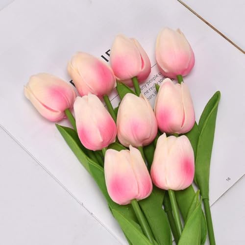 Künstliche Tulpen Set (2 Stück) für elegante Heim- und Hochzeitsdekoration, lebensechte Blumen für zeitlosen Reiz (Hellrosa)