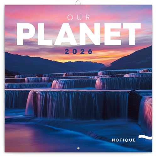 NOTIQUE Wandkalender 2026 Unser Planet Kalender, Broschürenkalender mit Monatskalendarium, Broschurkalender Kalender 30 x 30 cm (30x60 Geöffnet)