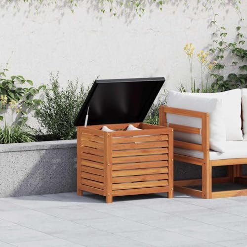 Frdhee Caisse avec couvercle - 60 x 50 x 55 cm - Bois massif d'eucalyptus - Pour jardin, balcon, cave