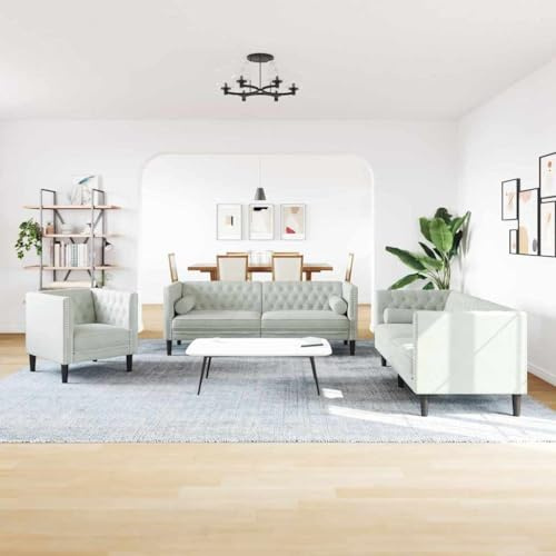 Frdhee Klein Sofa, Sofa Set Hellgrau Samt Sofabett für Wohnzimmer und Schlafzimmer