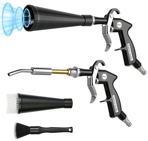 ABOHU Druckluft Reinigungspistole, Kompressor Präzise Luftpistole, Trocken Ausblaspistole Classic Autopflege, Autoreinigungspistole für Sitze, Felgen, Motor, Stoff, Leder, schwer erreichbare Stellen