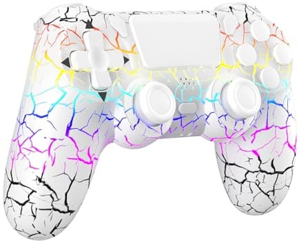 Pogriko Wireless Controller für PS4, Game Controller kompatibel mit PS4/Pro/Slim/PC, Gamepad Joystick mit RGB LED, Dual Vibration, 6-Achsen Gyro Sensor, Audiobuchse, Touchpanel