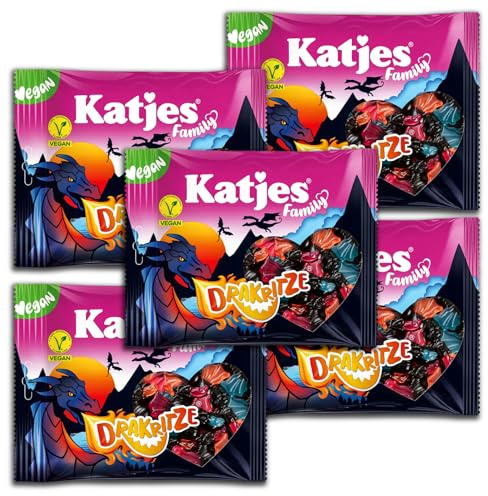 5 er Pack Katjes Family Drakritze 5 x 300g Fruchtgummi mit Lakritz