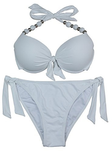 EONAR Femme Ensembles Deux Pieces Push-up Soutiens-Gorge Rembourrés à Armature(M,White)