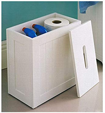Maine White Finish Small & neat Bathroom Storage Unit Toilet Cleaning Tidy Box
