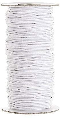 WedDecor Weiß 2mm Flache Elastische Kordel zum Nähen Handwerk, 100 Meter Geflochtene Elastische Kordel Stretch Weiche Glatte Oberfläche Elastische Kordel zum Stricken von Kleidungsstücken DIY