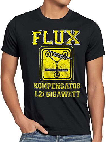 style3 Flux Kompensator Herren T-Shirt McFly Game Gamer Zukunft Zurück Zeitreise, Größe:XXL;Farbe:Schwarz