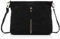 FIRENZE ARTEGIANI. Damen Echtleder Umhängetasche Camoscio Finish Fronttasche Reißverschluss Tasche Damen Schultertasche Made in Italy Vera Pelle Italiana, Black/White, Utility, schwarz/weiß, Utility