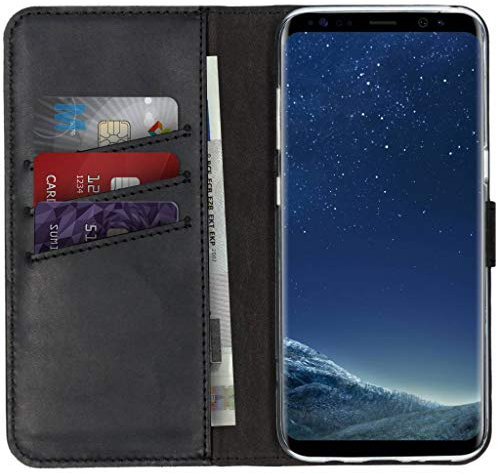 SELENCIA Handyhülle kompatibel für Samsung Galaxy S20 FE - Era Leder Handytasche mit Flip - Handyhülle aus Rindsleder [3 Kartenfächer, Magnetverschluss ] Samsung Galaxy S8 Schwarz