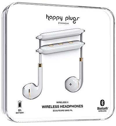 Happy Plugs | Wireless II Kopfhörer | Kabellose Bluetooth mit Inline-Fernbedienung und Mikrofon | Weiß | Einheitsgröße