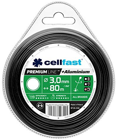 Cellfast Mähfaden Für Rasentrimmer und Freischneider Trimmerfaden Rasentrimmer-Faden Trimmfaden Rasentrimmer Schnur Gehärtet Mit Aluminium Premium Runder Querschnitt 3,0 mm 80 m