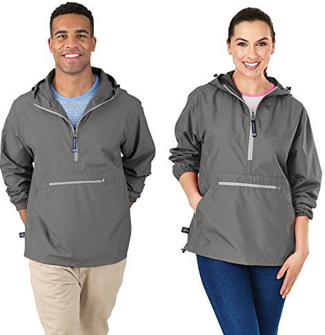 Charles River Apparel Pack-n-go Windbreaker Pullover Hooded Jacket Veste de Pluie, Gris, 5XL Mixte
