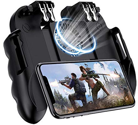 Mobile Game Controller per Pubg con Ventole di Raffreddamento, Gogla Six Finger L1R1 Shoot e Aim Triggers Joystick Gamepad per Android e iPhone Battle Royale/Knives out (includere 2 Finger Sleeve)