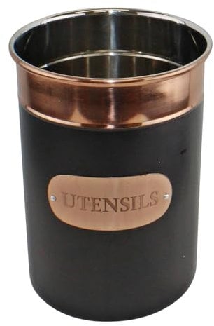 Black And Copper Kitchen Utensil Storage Holder ~ Stunning Utensil Organiser Pot