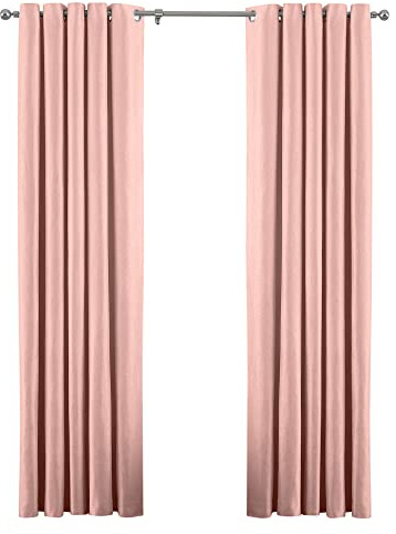 Riva Paoletti Atlantic Ringtop Eyelet Curtains (Pair) Woven Twill Fabric - 100% Polyester - Drop (90 x 54 inches) -Designed in The UK, Polyester, Blush Pink, 229cm x 137cm