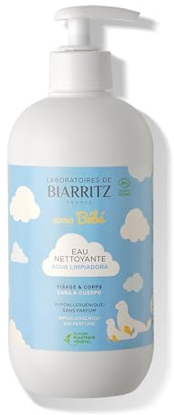 Laboratoires de Biarritz Eau Nettoyante Micellaire Bébé Bio 500 ml | Visage, Corps, et Siège, Apaise et Rafraîchit la Peau, Certifiée Bio, Fabriquée en France