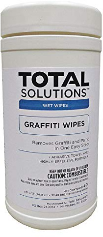 Total Solutions Graffiti Remover Wipes (40 ct. | 9-1/2 x 12 Sheets) | Also Highly Effective Against Paint, Enamel, Ink, and Permanent Marker.