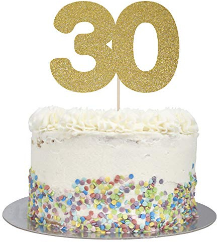 Crafty Toppers Large Number 30 Glitter Cake Topper (Gold Glitter)