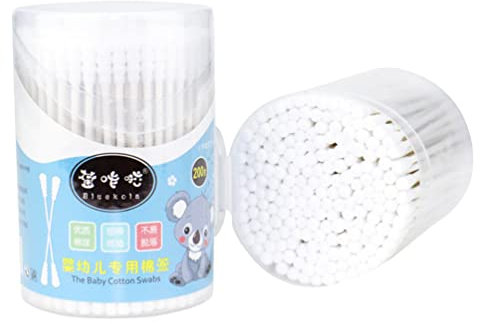 Exceart 2 Box 400Pcs Baby Safety Swabs Double Spiral Tips Cotton Swabs Paper Sticks Natural Cotton Buds Ear Cleaning Swabs White (200Pcs in 1 Box)