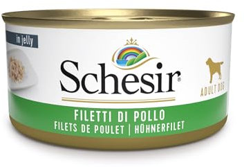 Schesir, Nassfutter für Welpen, mit Aloe-Geschmack, zubereitet in weichem Gelee, insgesamt 2,7 kg (18 Dosen à 150 g)