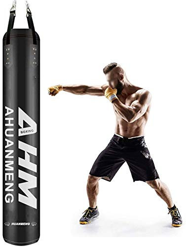 AIZYR Ungefüllt Boxsack, MMA Training Boxsack mit hängender Kette Sandsäcke Fitness Boxsack, für Kickboxen MMA Fight Karate,Schwarz,150cm/59inch