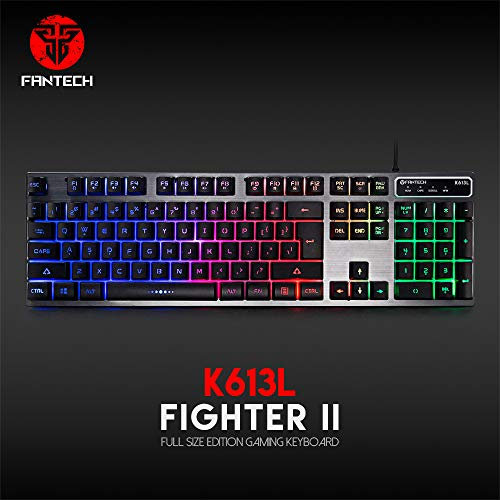 TECLADO MECANICO GAMING FANTECH K613L , 104 TECLAS, M-MEDIA, CUERPO METALICO, 25 TECLAS ANTI-GHOST, TECLADO FLOTANTE RETROILUMMINADO PARA JUEGOS MULTIMEDIA , WINDOWS 10 , MAC