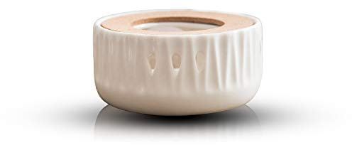 Teekannenwärmer aus Keramik, Weiß, Design für Glas-Teekanne, Stövchen (13 x 6 cm)