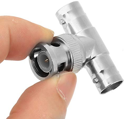 Fafeicy BNC-Verteiler, T-förmiger BNC-Stecker auf zwei Buchsen, für Koaxialkabel, CCTV, Antenne, 1-2 (2 Stück)