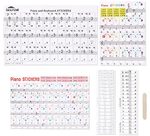 4 Style Piano Key Stickers,Transparent Piano Keyboard Stickers Removable 32/37/49/54/61/88 Universal Music Keys Stickers for Kids and Beginners