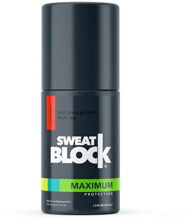 SweatBlock Antiperspirant Roll-on - Maximum Clinical Strength Antiperspirant for Women & Men perfect for Hyperhidrosis, Excessive Sweat, & Odor - Block Sweat for Days Per Use - 1.2 FL OZ