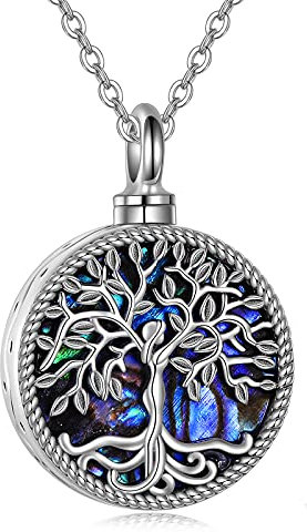 YAFEINI Urn Necklace Sterling Silver Tree of Life Urn Necklace Cremation Jewellery for Ashes Memory Pendant Jewelry for Women Men