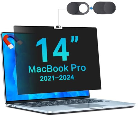 STARY Magnétique Filtre de Confidentialité pour MacBook Pro 14 Pouces (2021-2024, M1,M2,M3,M4) Filtre de Confidentialité Amovible pour Ordinateur Portable et Protection Antireflet