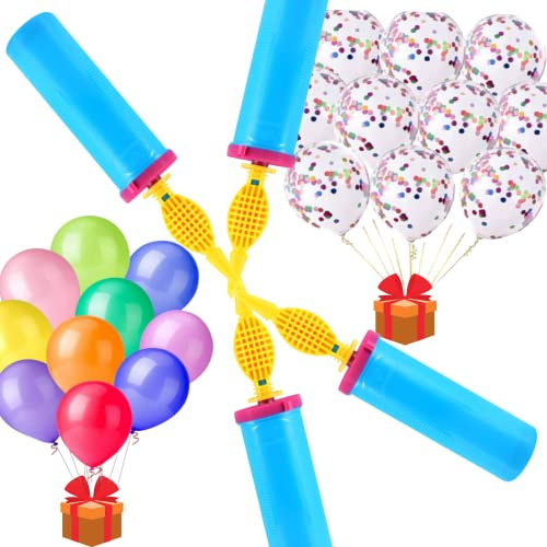 Bea's Party Gonfleur de ballons pompe à air manuelle pour ballons latex et aluminium avec 20 ballons confettis et latex pour décoration de fête