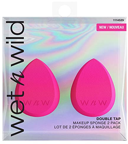 wet n wild Lot d'éponges de maquillage à double robinet pour fond de teint, sans défaut pour liquide, crème et poudre, mixeur sec et humide, utilisation végétalienne, sans cruauté envers les animaux