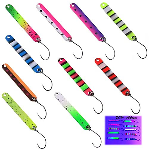 Njord Kalastus Messeneuheit 2022 Forellen Köder Stick Set UV Aktiv | Trout Stick zum Forellen Angeln | Forellenköder Spoons Forelle Angelköder zum Forellen Fischen (10er Set 3cm 1,5g)