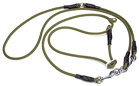 Mystique® Biothane Hunting Profi Umhängeleine 8mm Moxon mit Zugbegrenzung Khaki L-325cm