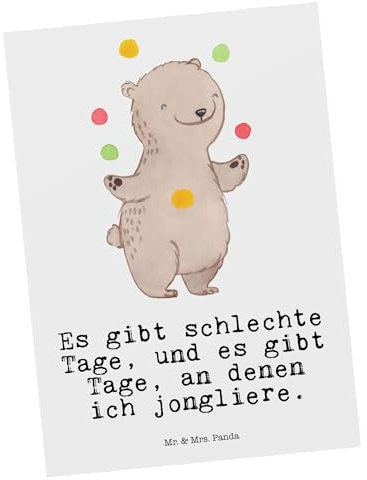 Mr. & Mrs. Panda Postkarte Jonglieren - Geschenk, Grußkarte, Artistik, Jongleur, Einladungskarten Geburtstag, Ansichtskarten, Danke, Sport,