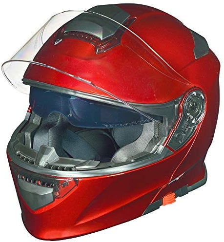 RS-983 Bluetooth Klapphelm Motorradhelm Conzept Motorrad Modular Helm rueger, Farbe:Rot, Größe:M (57-58)
