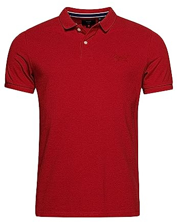 Superdry Herren Klassisches Polohemd aus Pikee Wanderer Rot Meliert M
