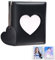 Kpop Photocard Binder, 3 Zoll Photocard Holder Mini Portable Fotoalbum Photo Kpop Binder Album, Love Heart Hollow K-pop Photo Card Holder Album with Love Heart Pendant (32 Pockets, Black)